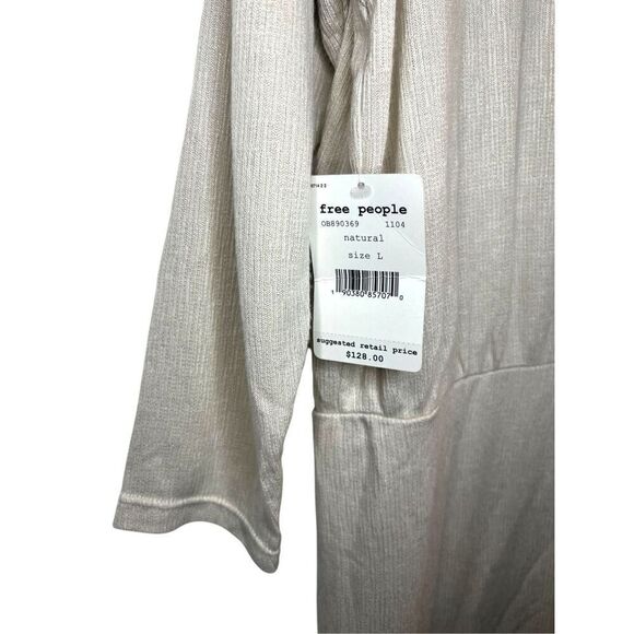 Free People Women’s Large Sundown Mini Dress Natural Ivory Cinched Cowl Neck NEW - Picture 6 of 8